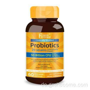 Probiotika -Kapseln unterstützen die Ergänzung zur Immungesundheit